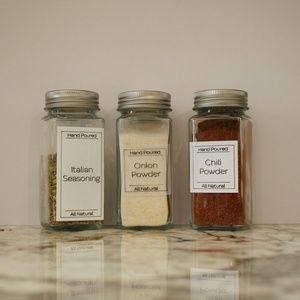 Spice Labels - Water & Oil Resistant - Standard Pack of 48 Labels - 5 Varieties!